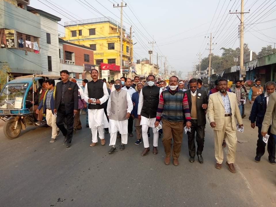 সৈয়দপুর পৌর নির্বাচনে নৌকার বিজয় নিশ্চিতে গণসংযোগে শ্রমিকলীগ