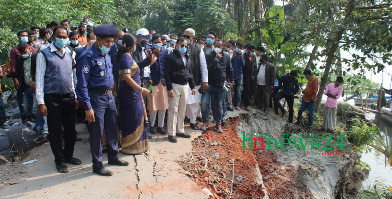 উজিরপুরের ভাঙ্গণ কবলিত এলাকা পরিদর্শন করলেন প্রতিমন্ত্রী জাহিদ