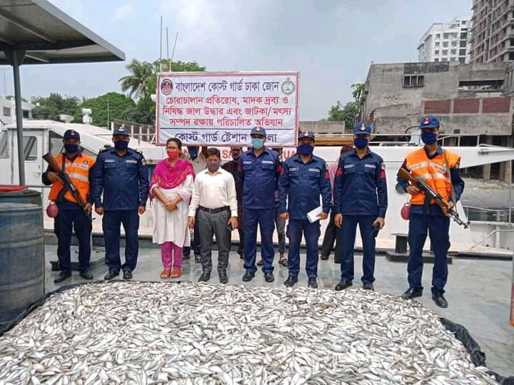ফতুল্লায় ৪০ মণ জাটকাসহ তিন জনকে আটক করেছে কোস্ট গার্ড