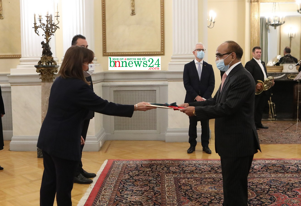 গ্রীসের রাষ্ট্রপতির কাছে নবনিযুক্ত রাষ্ট্রদূত আসুদ আহমেদ পরিচয়পত্র পেশ